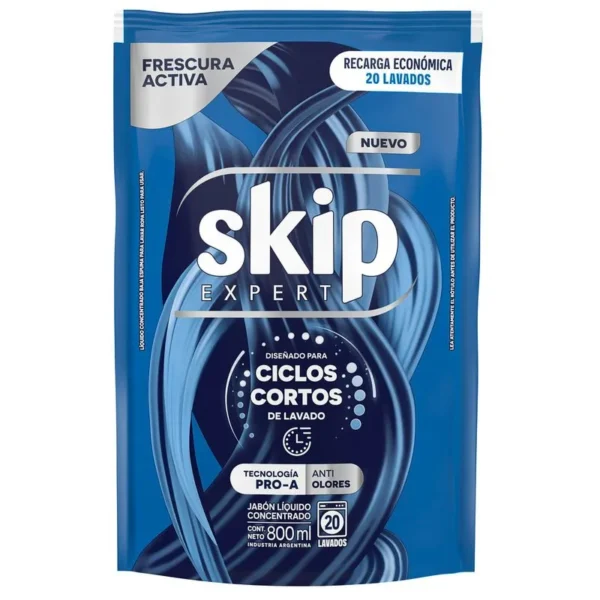Skip Expert Ciclos Cortos Anti Olores Doy Pack 800ml